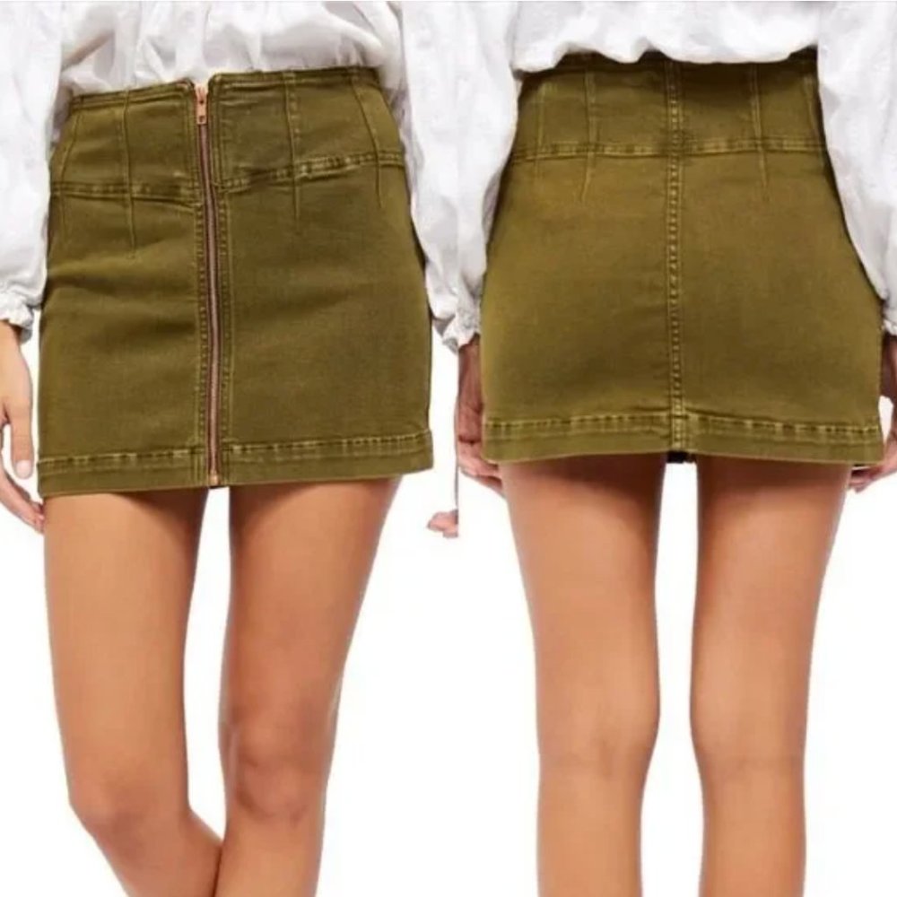 We the Free by Free People Virgo Zip Up Denim Mini Skirt